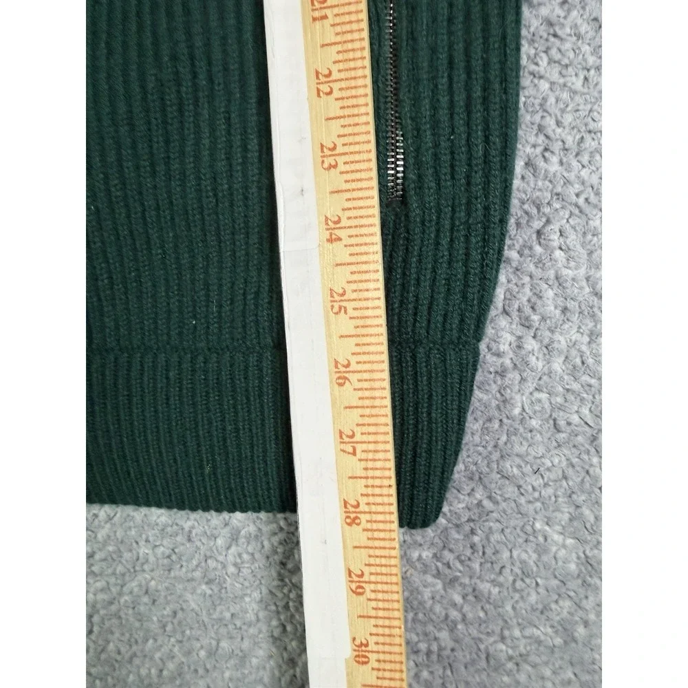 MANRICO 100% Cashmere Mens Large Green Full Zip Ribbed Sweater Jacket Italy Made